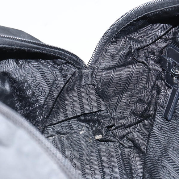 PRADA Hand Bag Nylon Black Silver Auth ka1246