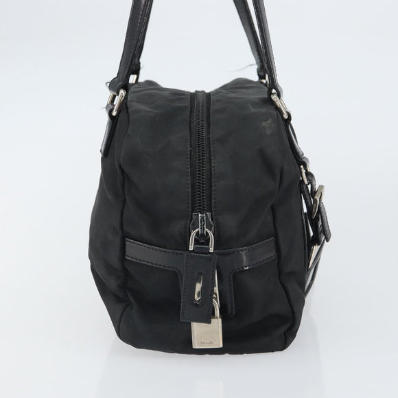 PRADA Hand Bag Nylon Black Silver Auth ka1246