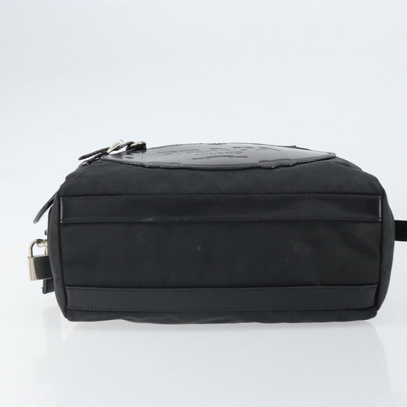 PRADA Hand Bag Nylon Black Silver Auth ka1246