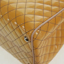 Salvatore Ferragamo Hand Bag Patent leather Yellow Silver Auth ka1247-13