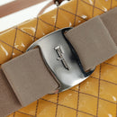 Salvatore Ferragamo Hand Bag Patent leather Yellow Silver Auth ka1247-14