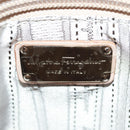 Salvatore Ferragamo Hand Bag Patent leather Yellow Silver Auth ka1247-15