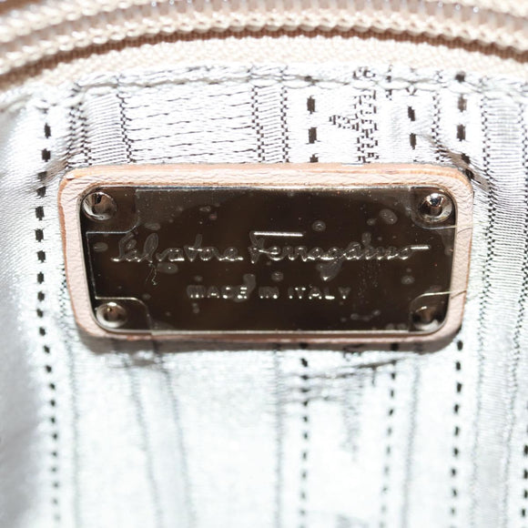 Salvatore Ferragamo Hand Bag Patent leather Yellow Silver Auth ka1247
