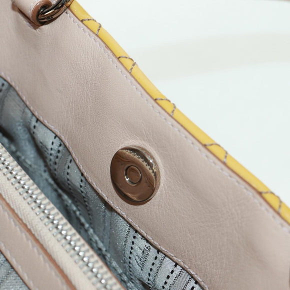 Salvatore Ferragamo Hand Bag Patent leather Yellow Silver Auth ka1247