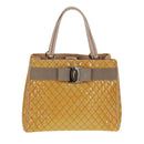 Salvatore Ferragamo Hand Bag Patent leather Yellow Silver Auth ka1247-2