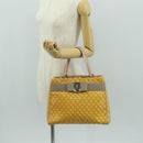 Salvatore Ferragamo Hand Bag Patent leather Yellow Silver Auth ka1247-26