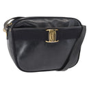Salvatore Ferragamo Shoulder Bag Leather Navy Gold Auth ka1249-1