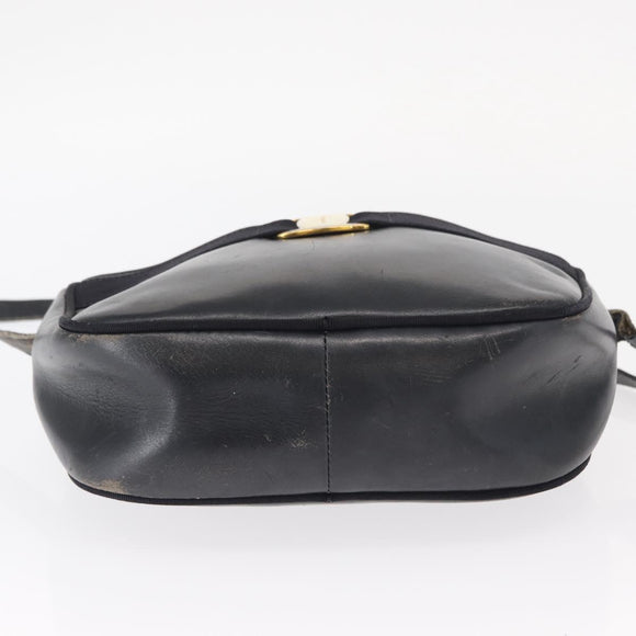 Salvatore Ferragamo Shoulder Bag Leather Navy Gold Auth ka1249