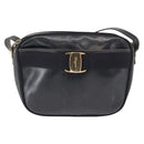 Salvatore Ferragamo Shoulder Bag Leather Navy Gold Auth ka1249-13