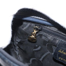 Salvatore Ferragamo Shoulder Bag Leather Navy Gold Auth ka1249-21