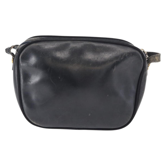 Salvatore Ferragamo Shoulder Bag Leather Navy Gold Auth ka1249