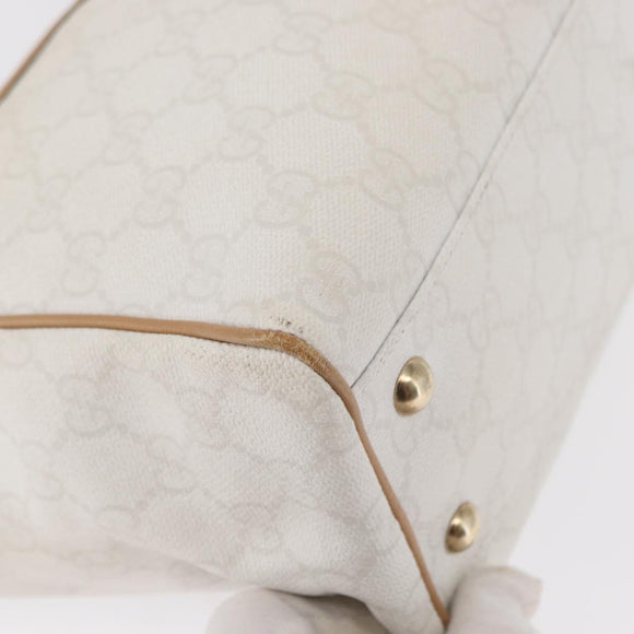 GUCCI GG Supreme Tote Bag PVC White Gold 264221 Auth ka1250