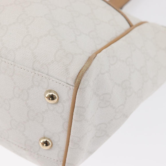 GUCCI GG Supreme Tote Bag PVC White Gold 264221 Auth ka1250