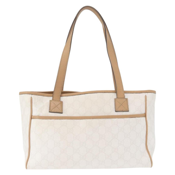 GUCCI GG Supreme Tote Bag PVC White Gold 264221 Auth ka1250