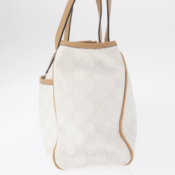 GUCCI GG Supreme Tote Bag PVC White Gold 264221 Auth ka1250