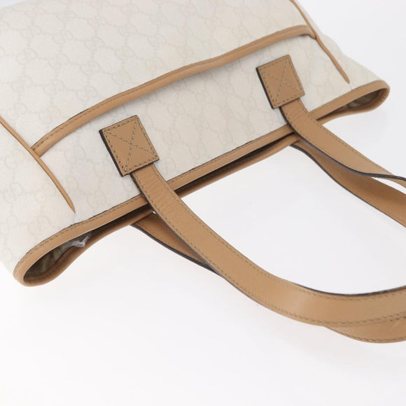 GUCCI GG Supreme Tote Bag PVC White Gold 264221 Auth ka1250