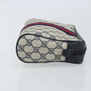 GUCCI GG Supreme Sherry Line Clutch Bag PVC Navy Gold 89 01 012 Auth ka1253-4