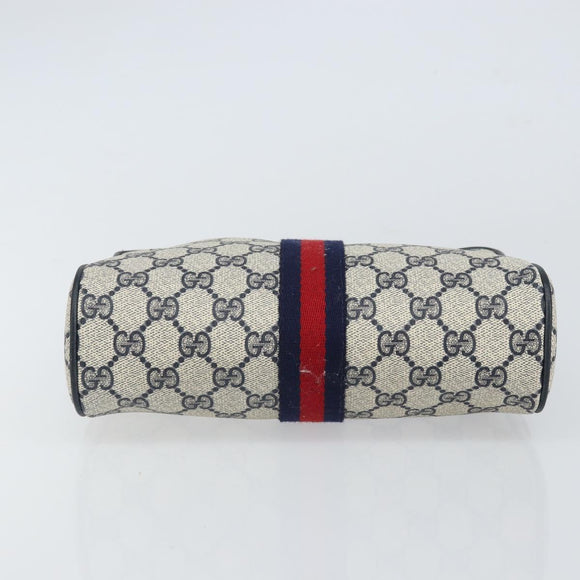 GUCCI GG Supreme Sherry Line Clutch Bag PVC Navy Gold 89 01 012 Auth ka1253