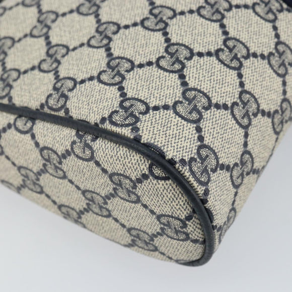 GUCCI GG Supreme Sherry Line Clutch Bag PVC Navy Gold 89 01 012 Auth ka1253