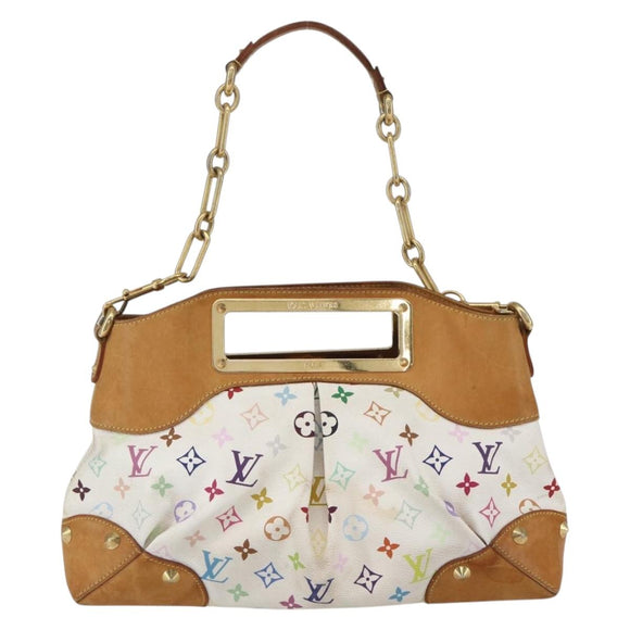 LOUIS VUITTON Monogram Multicolor Judy MM Hand Bag 2way White M40255 Auth ka1257