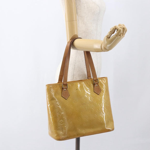 LOUIS VUITTON Monogram Vernis Houston Hand Bag Beige M91004 LV Auth ka1258