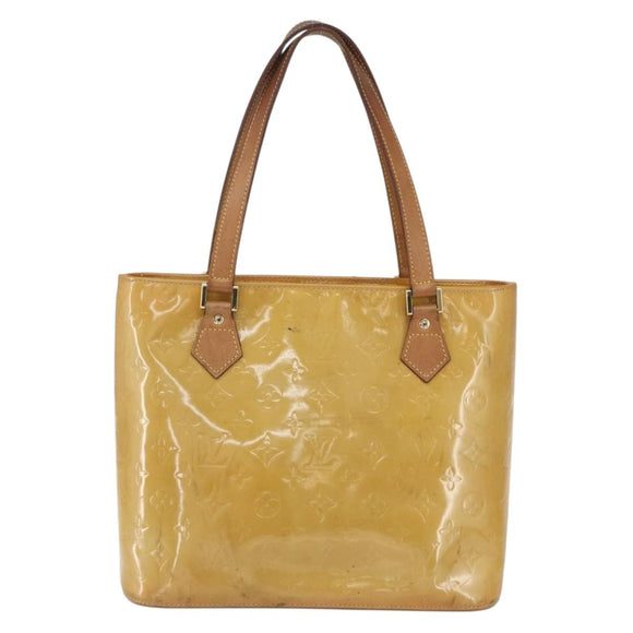 LOUIS VUITTON Monogram Vernis Houston Hand Bag Beige M91004 LV Auth ka1258