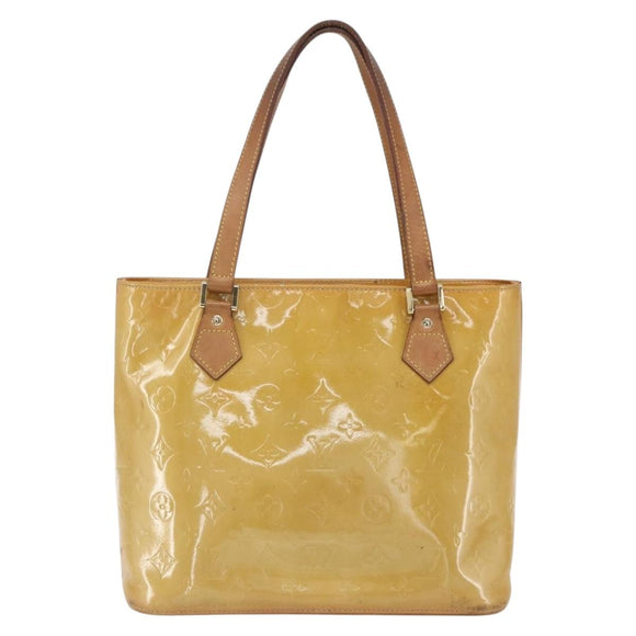 LOUIS VUITTON Monogram Vernis Houston Hand Bag Beige M91004 LV Auth ka1258