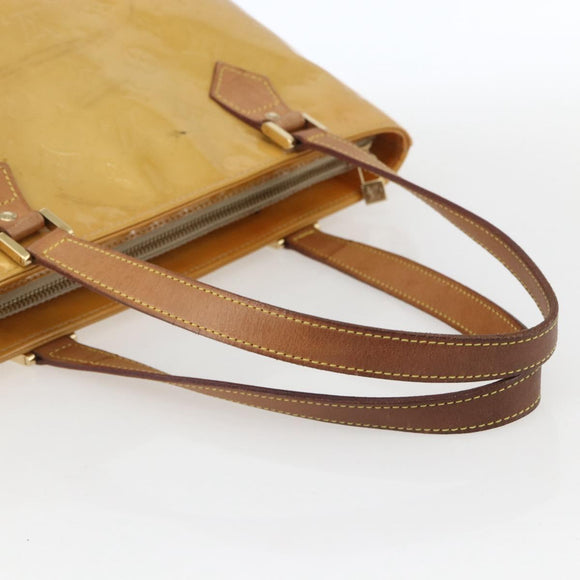 LOUIS VUITTON Monogram Vernis Houston Hand Bag Beige M91004 LV Auth ka1258