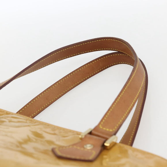 LOUIS VUITTON Monogram Vernis Houston Hand Bag Beige M91004 LV Auth ka1258