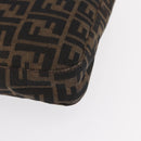 FENDI Zucca Canvas Mamma Baguette Shoulder Bag Black Brown Auth ka126-14