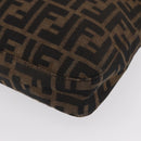 FENDI Zucca Canvas Mamma Baguette Shoulder Bag Black Brown Auth ka126-15