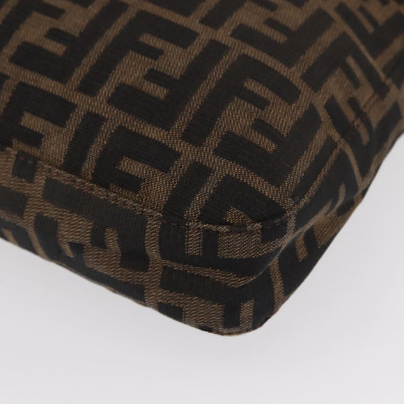 FENDI Zucca Canvas Mamma Baguette Shoulder Bag Black Brown Auth ka126