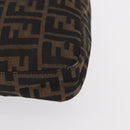 FENDI Zucca Canvas Mamma Baguette Shoulder Bag Black Brown Auth ka126-16