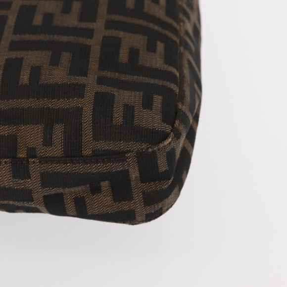 FENDI Zucca Canvas Mamma Baguette Shoulder Bag Black Brown Auth ka126
