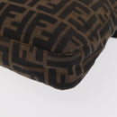 FENDI Zucca Canvas Mamma Baguette Shoulder Bag Black Brown Auth ka126-17