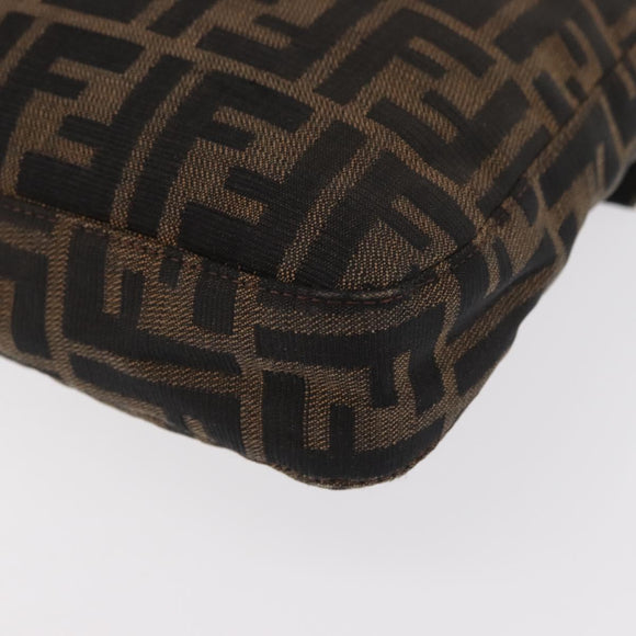 FENDI Zucca Canvas Mamma Baguette Shoulder Bag Black Brown Auth ka126