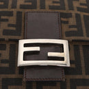 FENDI Zucca Canvas Mamma Baguette Shoulder Bag Black Brown Auth ka126-18
