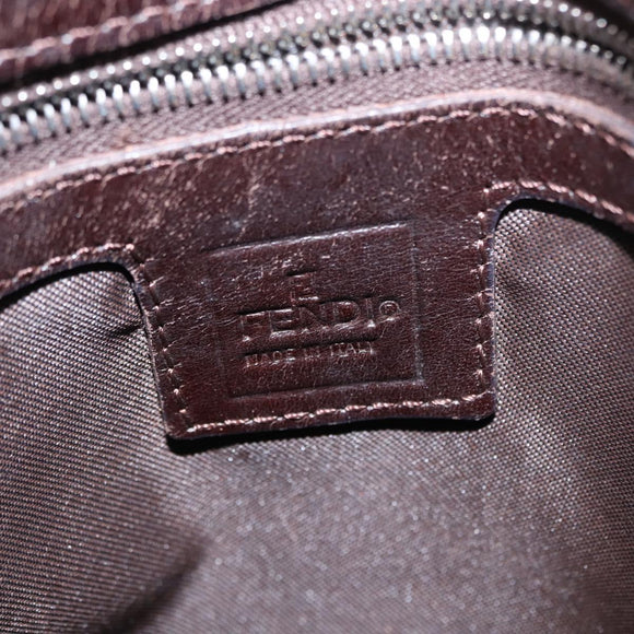 FENDI Zucca Canvas Mamma Baguette Shoulder Bag Black Brown Auth ka126