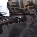 FENDI Zucca Canvas Mamma Baguette Schoudertas Zwart Bruin Auth ka126-23