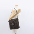FENDI Zucca Canvas Mamma Baguette Shoulder Bag Black Brown Auth ka126-25