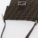 FENDI Zucca Canvas Mamma Baguette Shoulder Bag Black Brown Auth ka126-6