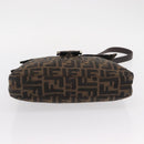 FENDI Zucca Canvas Mamma Baguette Schoudertas Zwart Bruin Auth ka126-5