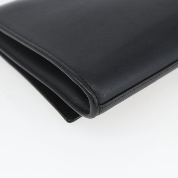 SAINT LAURENT Clutch Bag Leather Black Gold Auth ka1261