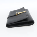 SAINT LAURENT Clutch Bag Leather Black Gold Auth ka1261-3