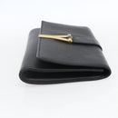 SAINT LAURENT Clutch Bag Leather Black Gold Auth ka1261-4
