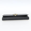 SAINT LAURENT Clutch Bag Leather Black Gold Auth ka1261-6