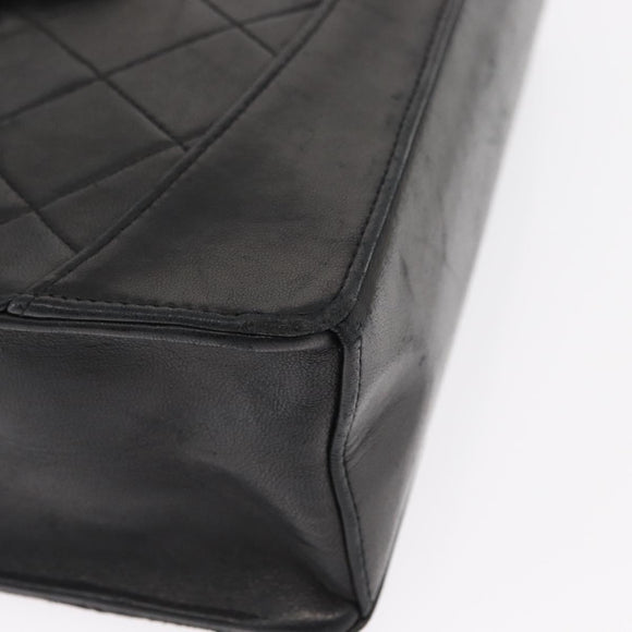 CHANEL Matelasse Chain Shoulder Bag Lamb Skin Black Gold CC Auth ka1267