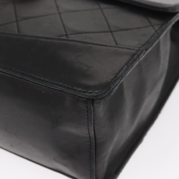 CHANEL Matelasse Chain Shoulder Bag Lamb Skin Black Gold CC Auth ka1267