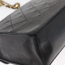 CHANEL Matelasse Chain Shoulder Bag Lamb Skin Black Gold CC Auth ka1267-12