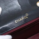 CHANEL Matelasse Chain Shoulder Bag Lamb Skin Black Gold CC Auth ka1267-18